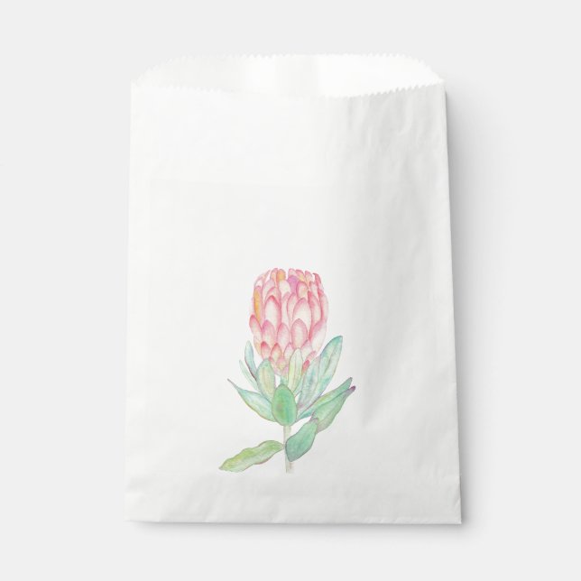Modern Minimalist Protea Botanical Wedding Favour Bag (Front)