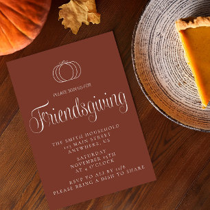 Modern Minimalist Pumpkin Friendsgiving Dinner Invitation