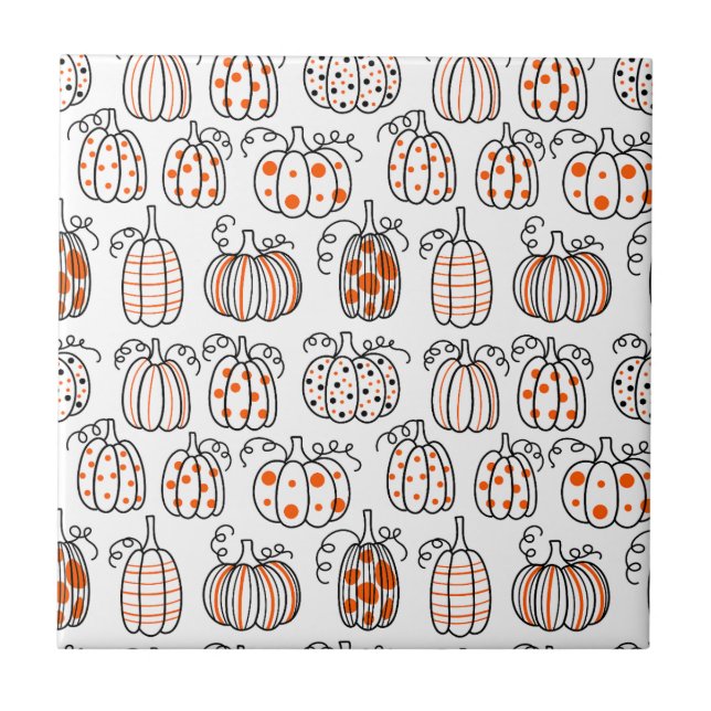 Modern Minimalist Pumpkin – Orange Abstract Ceramic Tile (Front)