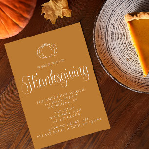 Modern Minimalist Pumpkin Thanksgiving Dinner Invitation