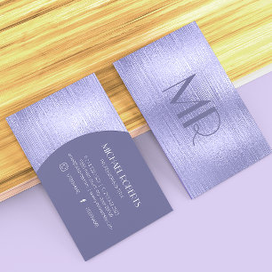 Modern Minimalist Purple Foil Metallic Typography Business Card