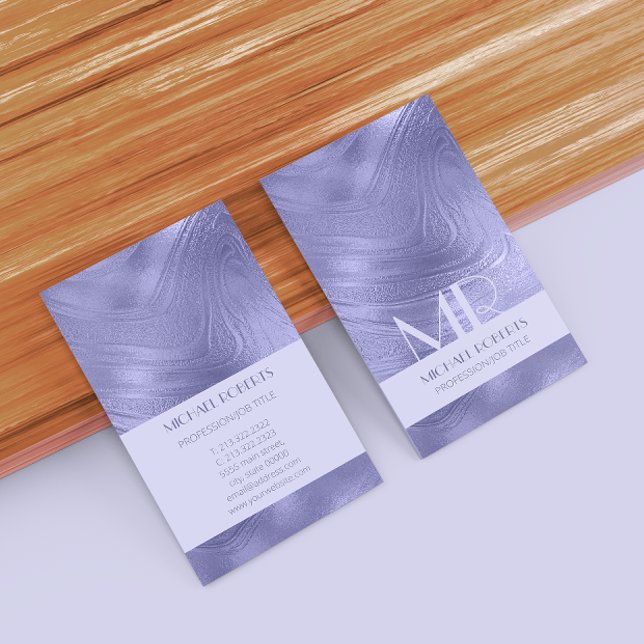Modern Minimalist Purple Foil Metallic Typography Business Card (Creator Uploaded)
