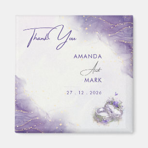 Modern Minimalist Purple Lilac Wedding Magnet