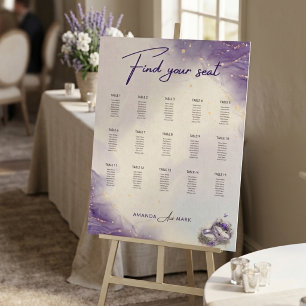 Modern Minimalist Purple Lilac Wedding Seat Chart