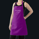 Modern Minimalist Purple Personalised Apron<br><div class="desc">Modern simple stylish apron in purple. Great for beauty industry professionals,  hairdressers,  makeup artists,  lash techs,  cafe shop baristas,  culinary professionals,  flower shop floral designers,  work,  or at-home use.</div>