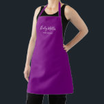 Modern Minimalist Purple Personalised Apron<br><div class="desc">Modern simple stylish apron in purple. Great for beauty industry professionals,  hairdressers,  makeup artists,  lash techs,  cafe shop baristas,  culinary professionals,  flower shop floral designers,  work,  or at-home use.</div>