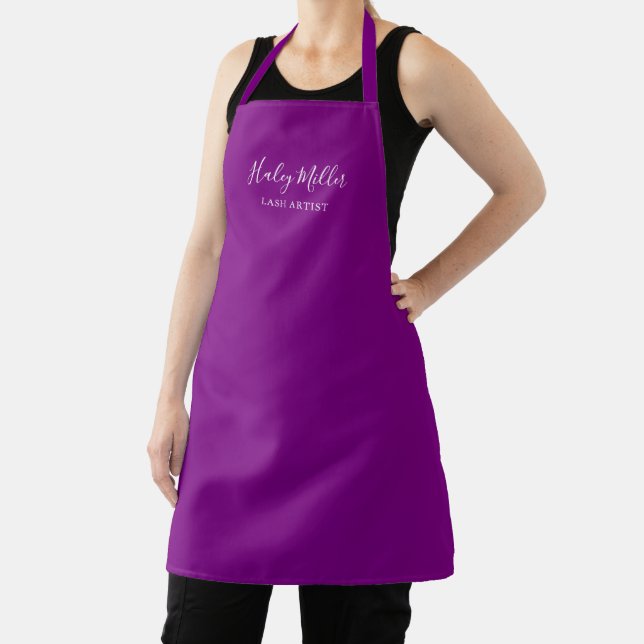 Modern Minimalist Purple Personalised Apron (Insitu)