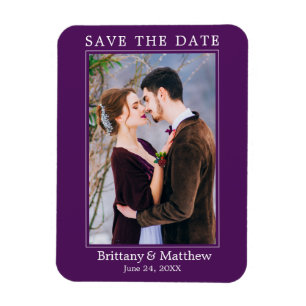 Modern Minimalist Purple Save the Date Magnet