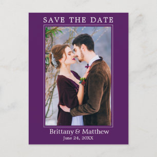 Modern Minimalist Purple Save the Date Postcard