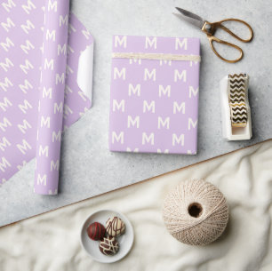 Modern Minimalist Purple simple monogram pattern Wrapping Paper