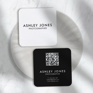 Modern Minimalist QR Business Card
