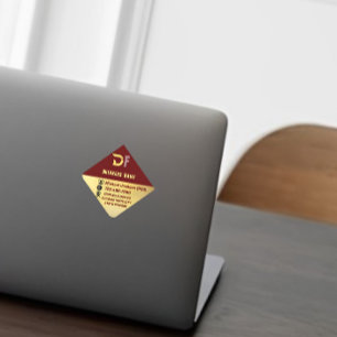 Modern Minimalist QR Code Buisness Logo Golden Square Sticker