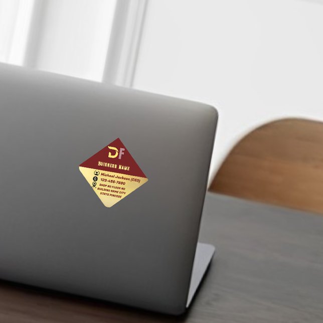 Modern Minimalist QR Code Buisness Logo Golden Square Sticker (Creator Uploaded)