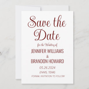 Modern Minimalist QR Code Burgundy Elegant Wedding Save The Date