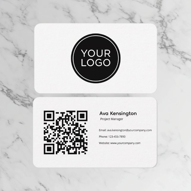 Modern Minimalist QR Code Business Card (Creator Uploaded)