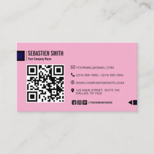 Modern Minimalist QR Code Business Card - Pink 