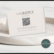 Modern Minimalist QR Code Calligraphy RSVP Card
