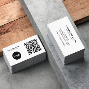 Modern Minimalist QR Code Company Logo Business Card