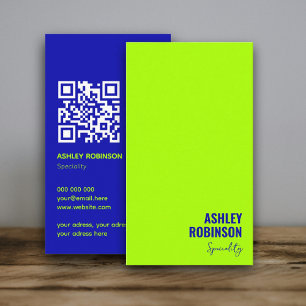 Modern Minimalist QR code electric lime Business Card