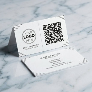 Modern Minimalist QR Code Luxury Art Deco Business Card