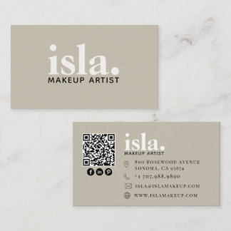 Modern Minimalist QR Code Makeup Artist Business Card