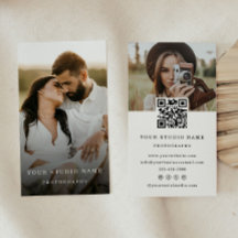 Modern Minimalist QR Code Photo Business Card