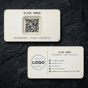 Modern Minimalist QR Code Photographer Business Card