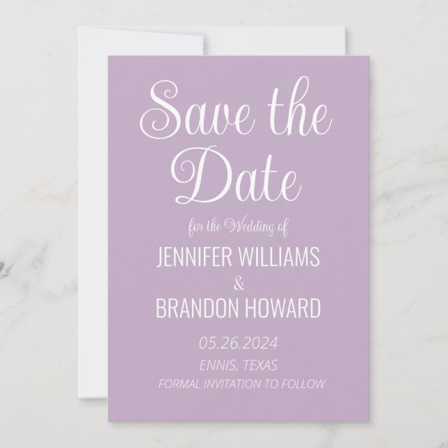 Modern Minimalist QR Code Purple Lavender Wedding Save The Date (Front)