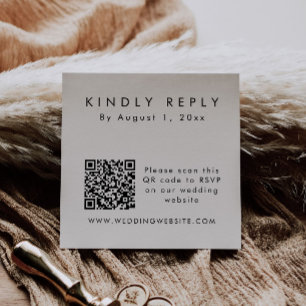 Modern Minimalist QR Code RSVP Square Card