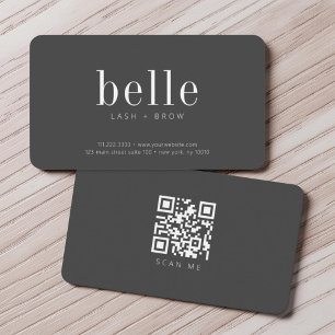 Modern Minimalist QR Code Scan Me Lash and Brow Business Card