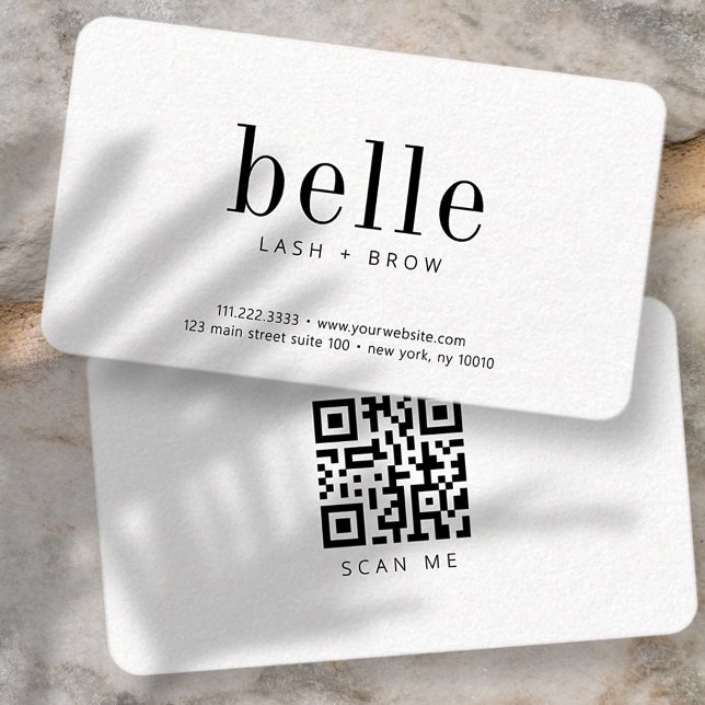 Modern  Minimalist QR Code Scan Me Lash and Brow Business Card (Creator Uploaded)