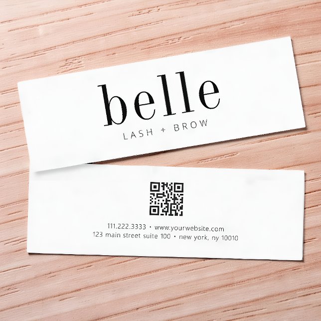 Modern  Minimalist QR Code Scan Me Lash and Brow Mini Business Card (Creator Uploaded)