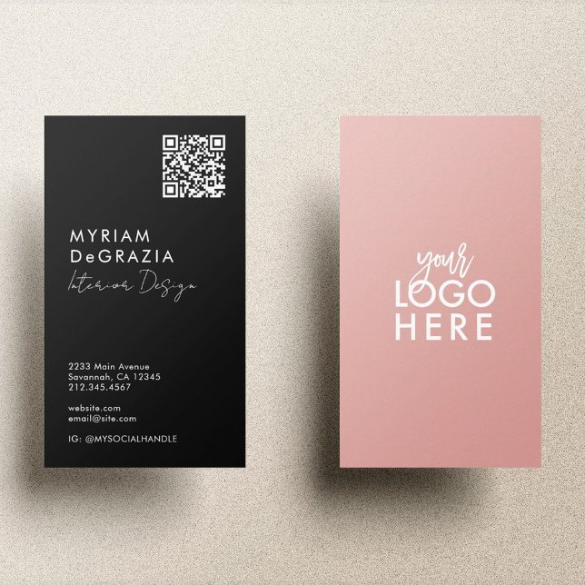 Modern Minimalist QR Code Script Business Logo Card (Creator Uploaded)