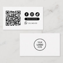 Modern Minimalist Qr Code Social Media Black White