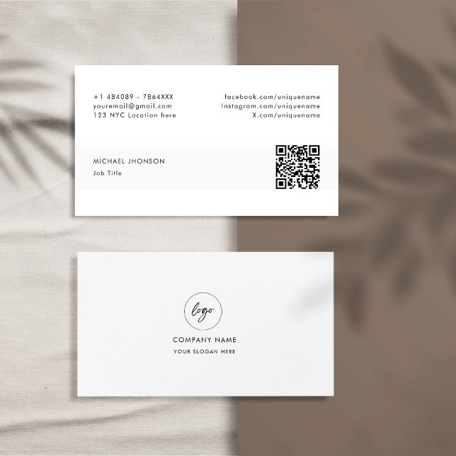 Modern Minimalist Qr Code Social Media Logo Business Card (Creator Uploaded)