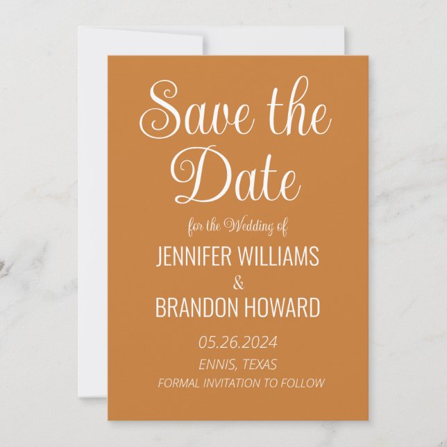 Modern Minimalist QR Code Terracotta Wedding Save  The Date (Front)