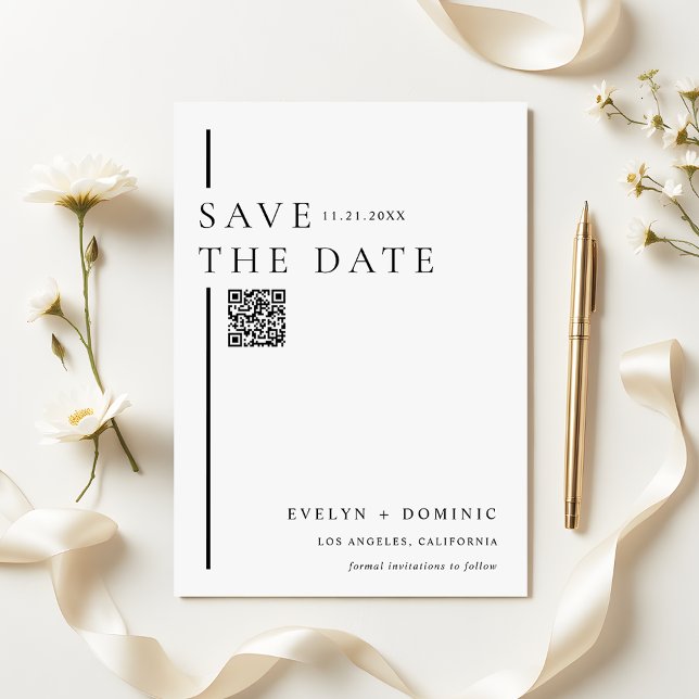 Modern Minimalist QR Code Wedding Website Save The Date (Creator Uploaded)