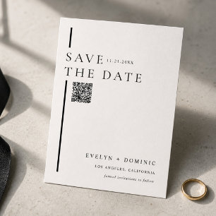 Modern Minimalist QR Code Wedding Website Save The Date