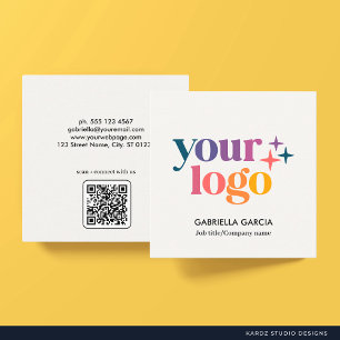 Modern Minimalist QR Logo Square Business Card