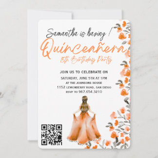 Modern Minimalist Quinceañera 15th Birthday Invitation