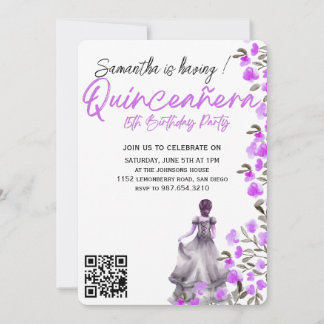 Modern Minimalist Quinceañera 15th Birthday Invitation