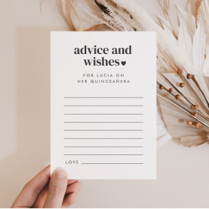 Modern Minimalist Quinceañera Advice Wishes Card