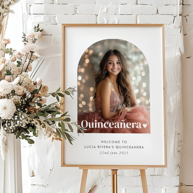 Modern Minimalist Quinceañera Arched Photo  Poster (Creator Uploaded)