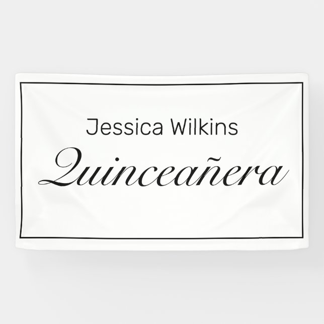 Modern Minimalist Quinceañera Birthday Banner (Horizontal)
