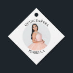 Modern Minimalist Quinceañera Photo Favour Tags<br><div class="desc">Create your own personalised white border round photo square favour tag for your her 15th birthday. Customise the solid white background colour or the black text colour to match your photo. If you change the font type or size, you can fine tune the curvature of the text in small increments....</div>