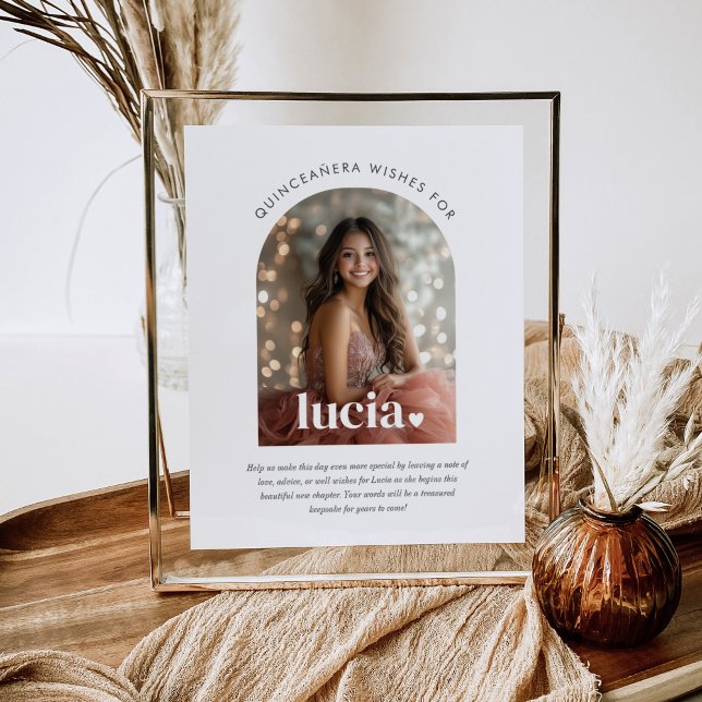 Modern Minimalist Quinceañera Wishes Poster (Zazzle Modern Minimalist Quinceañera Wishes Poster)