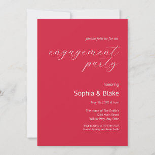 Modern Minimalist Raspberry Engagement Party Invitation