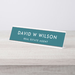 Modern Minimalist Real Estate agent Desk Name Plate