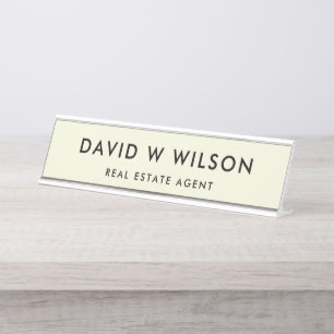 Modern Minimalist Real Estate agent Desk Name Plate