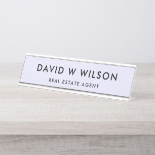 Modern Minimalist Real Estate agent Desk Name Plate